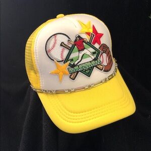 Yellow Baseball  Patch Cap with Chain Accent